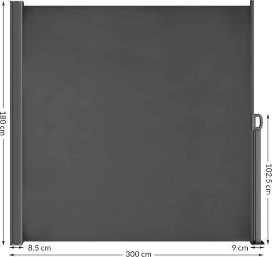 Casaria Windscherm Nosara - 180x300cm Uitschuifbaar - Antraciet