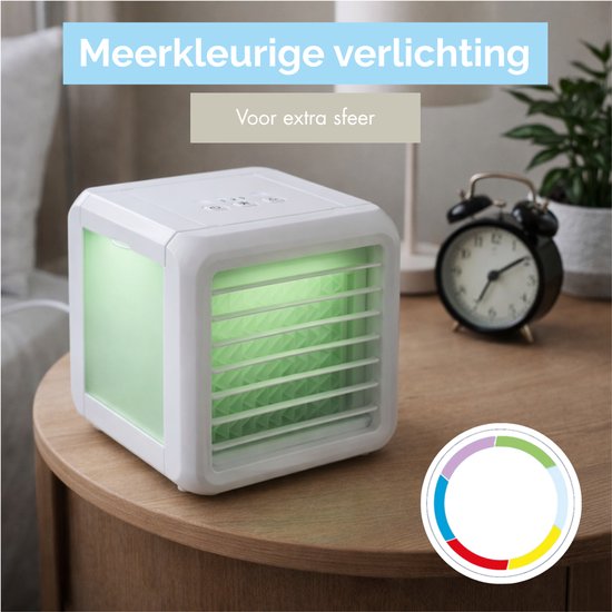 Lifetime Air Mini Air Cooler - Luchtbevochtiger Aircooler met 2 Koelelementen - Luchtkoeler met Water en 3 Standen - Mobiele Airconditioning zonder Slang voor Slaapkamer - 16 x 16 x 16,5 cm
