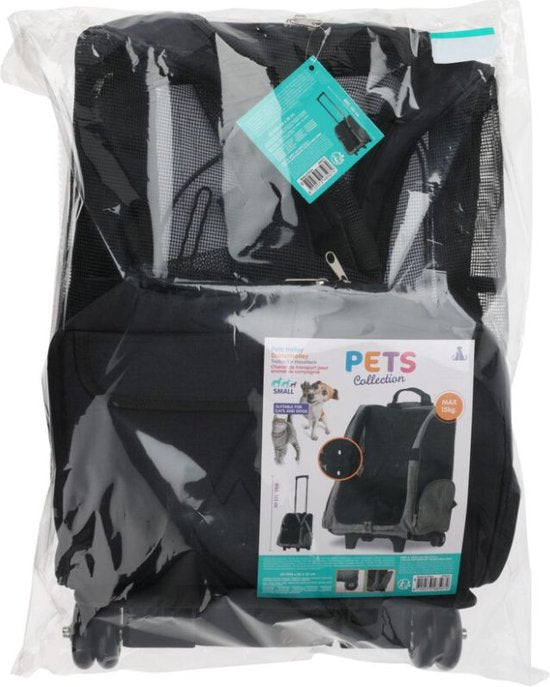 Dogs Collection - Dieren Trolley & Rugzak - 2 in 1 - Zwart - Opvouwbaar