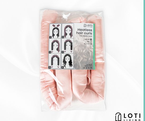 Loti Living Heatless Curls Set – Roze – Hittevrije Krullen zonder Beschadiging – Haarrollers – Haarkruller – Krullen zonder hitte – Inclusief 2 Scrunchies