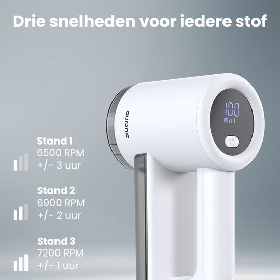 Auronic Elektrische Pluizenverwijderaar Pro - Pluizentondeuse - Accuduur 120 minuten - Oplaadbaar - LED display - Ontpluizer - Wit