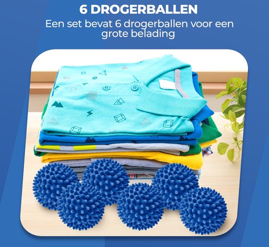 Roegaarden Drogerballen - Wasbollen - 6 Stuks - Siliconen - Sneller droog - Anti-kreuk