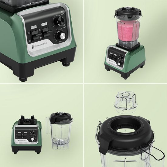 KitchenBrothers Power Blender - 1600W - 2L - Smoothie Maker - IJscrusher - Pastelgroen