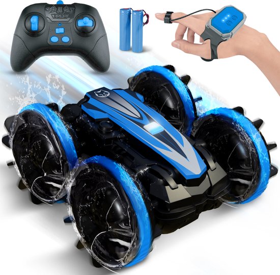 NAPI Bestuurbare Auto All-Terrain - RC Auto met 2 Accu's - Waterdicht - Speelgoed Autos Jongens - Buitenspeelgoed - Race Car/Boot Land & Water - 1,5u Speelplezier - Radiografisch - Aqua-Land Racer