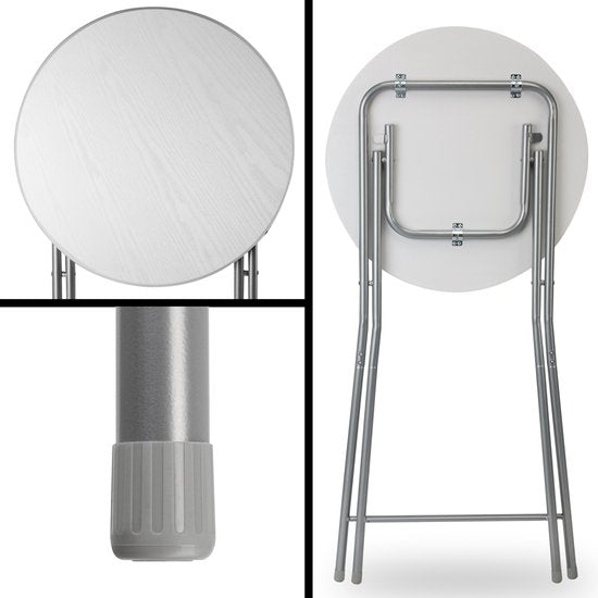 CASARIA Statafel Set van 2 - Inklapbaar houtlook 110cm Ø60cm - Wit