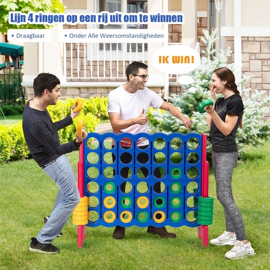 Coast 4-Op-Een-Rij Speelset - Met 42 Jumbo Ringen -120 x 42x 104cm - Blauw