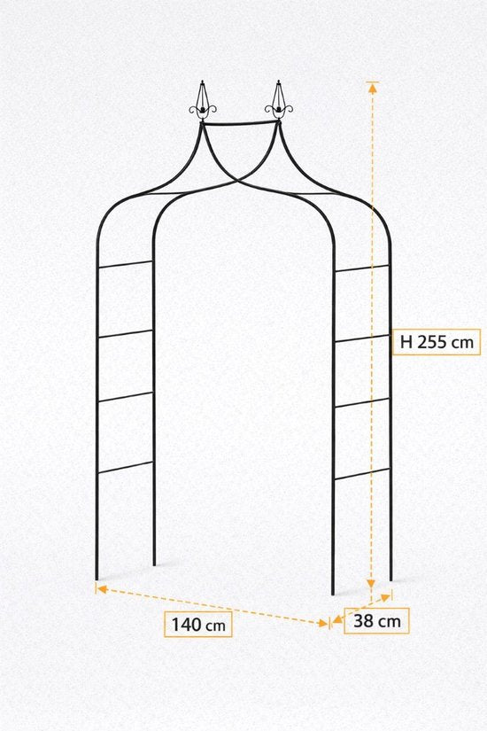 Ceruzo Rozenboog 255 cm – Metalen Tuinboog – Klimhulp – Feestboog - Donkergroen
