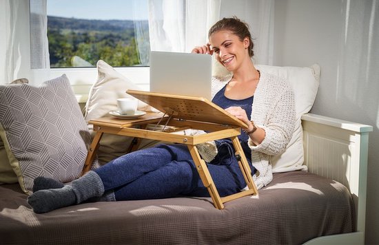 CASARIA Laptop Standaard- Lade Ventilatiegaten Verstelbaar- 55 x 35 cm