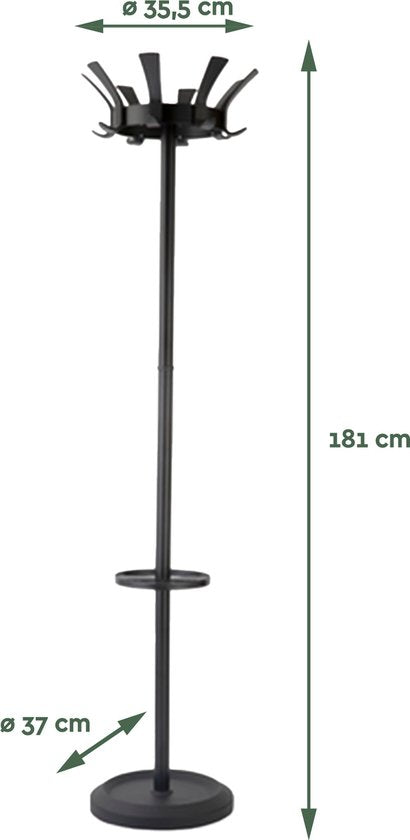 BRASQ Kapstok London CS300 - Zwart - Staal - Kapstok staand - 181 cm - Modern