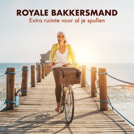 Bicycle Gear Rieten Fietsmand Voor - Rotan Fietsmand Stuur 30L - Bakkersmand 45 x 30 x 25 cm - Fietsaccessoires Volwassenen - Fietsmandje voor Oma Fiets, Stadsfiets of Transportfiets