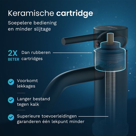 Mirlux Wastafel Kraan Zwart - Was tafel Mengkraan Badkamer - Wastafelkraan - Fonteinkraan / WC Kraan - Kraantje - Koudwaterkraan & Warmwaterkraan - Toiletkraan Koud & Warm Water