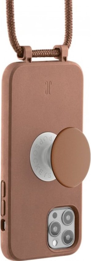 Just Elegance PopGrip Backcover Hoesje - Geschikt voor Apple iPhone 14 - Gsm case - Brown Sugar