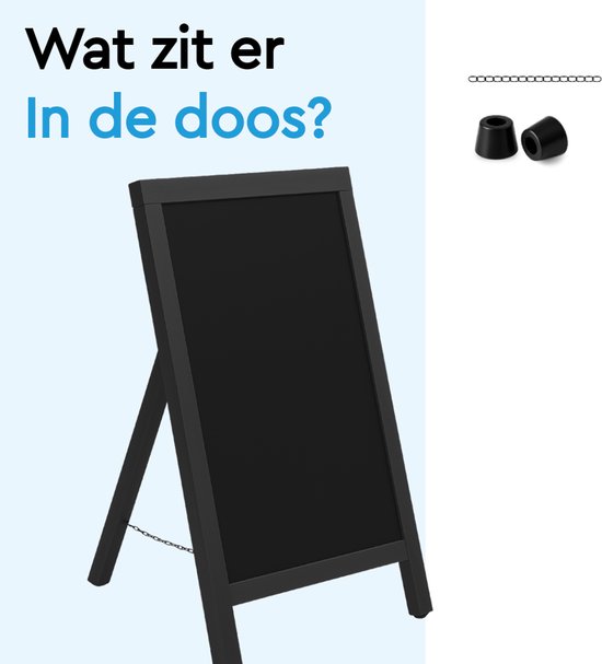 BRASQ Krijtstoepbord Zwart - 55x 85 CM - Krijtbord - Reclamebord - Stoepbord - Enkelzijdig - voor Binnen en Buiten - Horeca