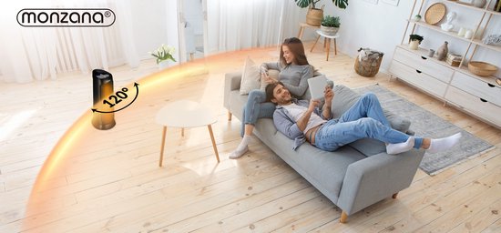 Monzana Keramische Ventilatorkachel - 2000W 4 Standen – Zwart