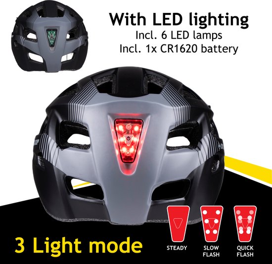 Dunlop Mountainbike Helm - Maat L - Verstelbaar 58-61cm - LED Verlichting - Zwart