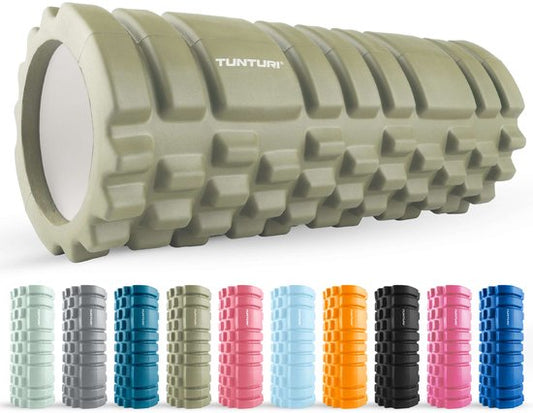 Tunturi Yoga Grid Foam Roller - Massageroller - Foamroller - Fitness Roller - Legergroen- 33cm - Incl. gratis fitnessapp