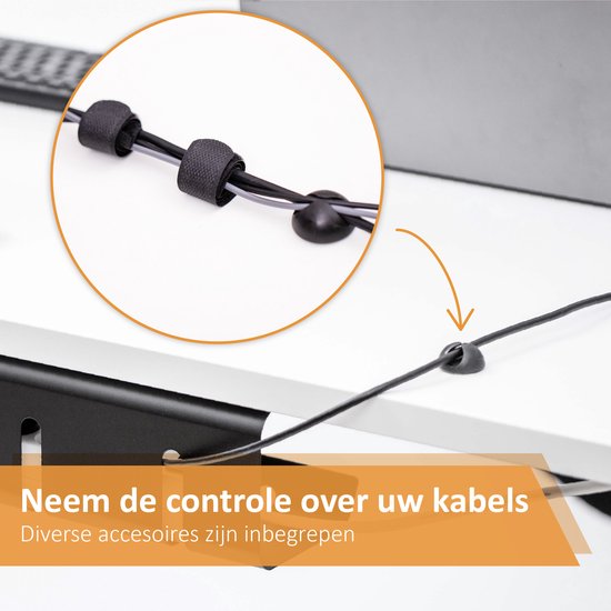Stilemo Kabelgoot Bureau 2 Delig - Cable Management - Kabelhouder 43 CM - Kabelbox - Kabel Organiser 5 KG Draagkracht - Opberbox Stekkerdoos - Zwart - Incl. Accessoires
