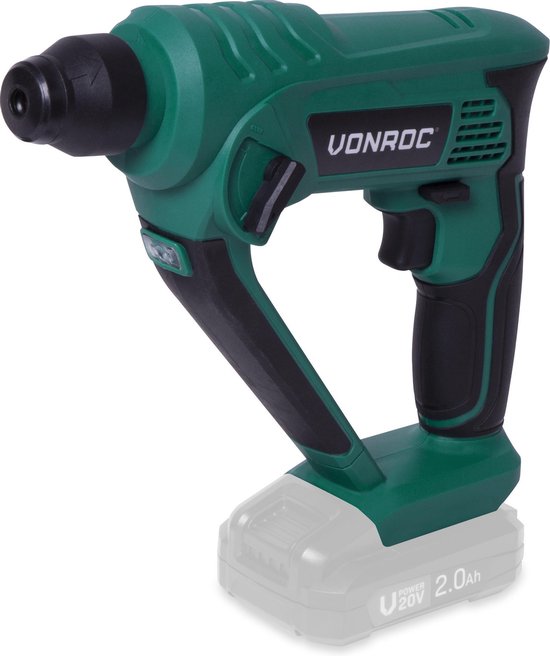 VONROC Accu boorhamer – VPower 20V – Zonder accu & lader – 1.3 Joule – SDS-plus – Incl. accessoires