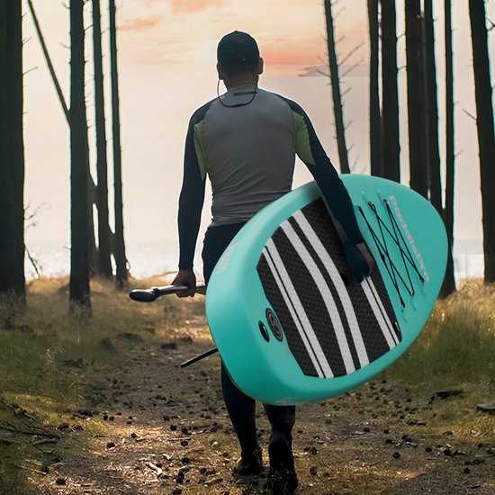 LifeGoods PaddlePro SUP Board - Opblaasbaar Paddle Board - Complete Set - Max. 135KG - 320x81cm - Pastelgroen