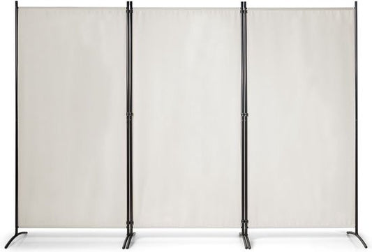 Coast 3 Panelen Roomdivider - Inklapbaar - 260 x 183 cm - Wit - Polyester/Staal