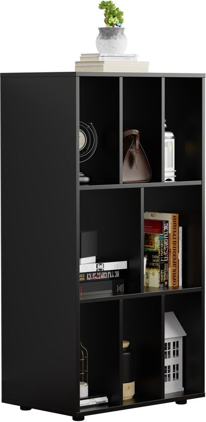 VDD - Vakkenkast - LP vinyl opbergkast - platenkast - opbergrek - platenrek - boekenkast - 8 vakken – zwart