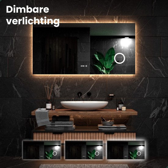 Mirlux Badkamerspiegel met LED Verlichting & Verwarming – Rechthoekige Wandspiegel – Anti Condens Douchespiegel - 160x80CM