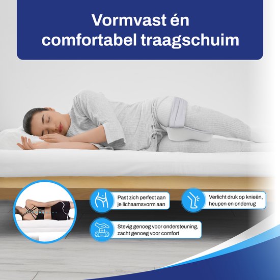 Sleeptight Kniekussen - Beenkussen - Orthopedisch - Zwangerschap - Zijslaap - Grijs