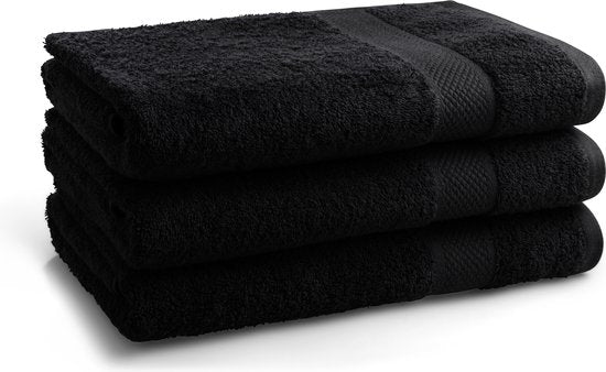 DoubleDry Handdoeken 70 x 140 cm – set van 3 – Hotelkwaliteit 500 g/m2 – Zacht & Absorberend - OEKO-TEX Made in Green & BSCI Gecertificeerd - raven zwart