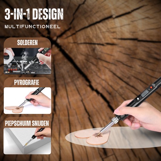 Vertrex 2-in-1 Soldeerbout en Houtbrander Set - 40-delig - Pyrografie - Soldeertin - Soldeerstation - Soldeerset