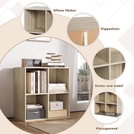 Woltu Boekenkast - 29x59,8x59,6cm - Staand - 4 Vakken - Wit