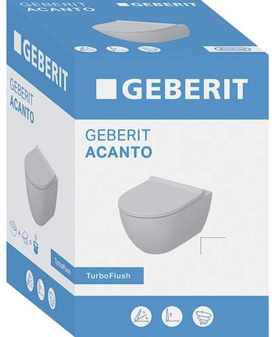 Geberit Acanto Wandclosetpack - diepspoel- turboflush 36x53cm - closetzitting - softclose - quick release - wit