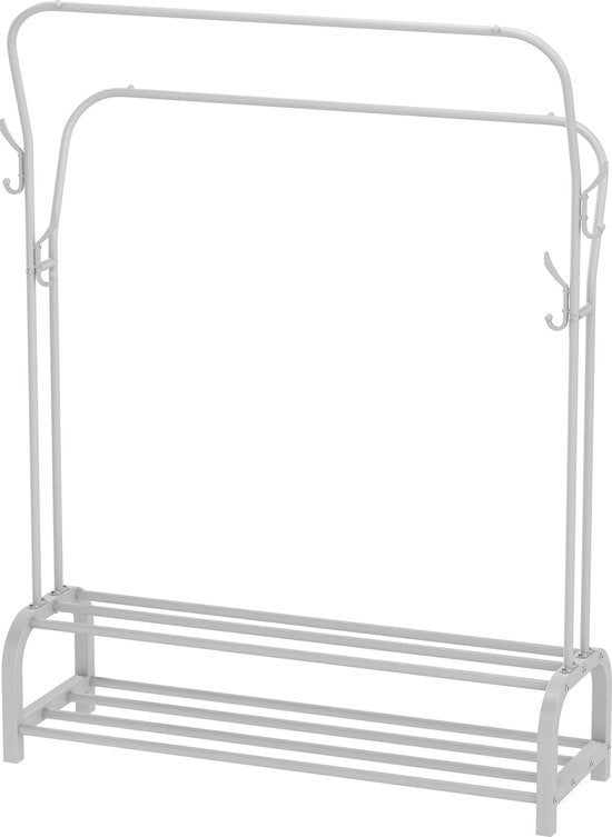O'DADDY® Kledingrek Dubbel – Metaal – Met Schoenenrek – 110×33×157 cm – Wit