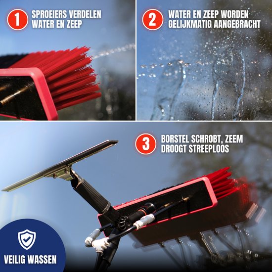 Aqualitá Telescoopsteel Ramenwassen - 9M - Waterdoorvoer - Zeem - Ramenwasser - Zonnepanelen Reiniger