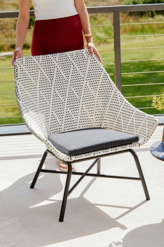 Hartman Delphine Loungestoel - Diamond Wicker - Zwart Aluminium Onderstel