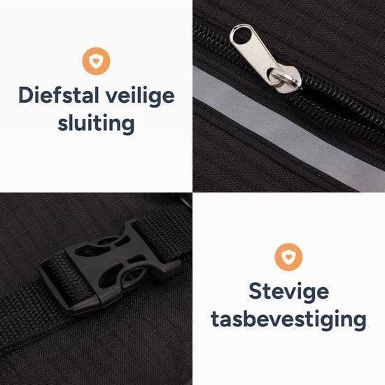 Alyze Rolstoeltas met reflectiestreep - Waterdicht -Ggrote opbergtas - Geschikt voor rolstoel, scootmobiel & rollator - zwart - Rrolstoelaccessoires
