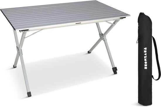 TRVLMORE Campingtafel - 120x70x70cm - Lichtgewicht met Aluminium Frame - Vouwtafel Verstelbaar - Kampeertafel - Klaptafel - Zwart