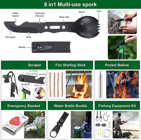Garpex® Noodpakket - Survival Kit - Compleet Overlevingspakket - Survivalset - Camping Kit - Outdoor Kit - EHBO kit
