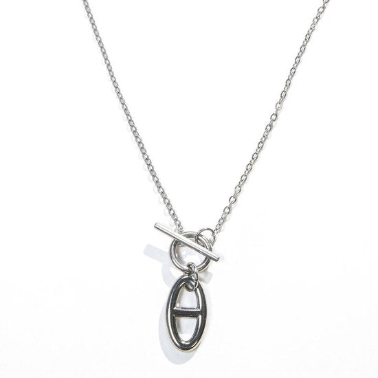 Laura Ferini Dames Ketting Legato Zilver - Zilverkleurige ketting met hangertje - 18K Witgoud Verguld - Halsketting - Collier - Sieraad - Accessoires - Dames Ketting met Hanger