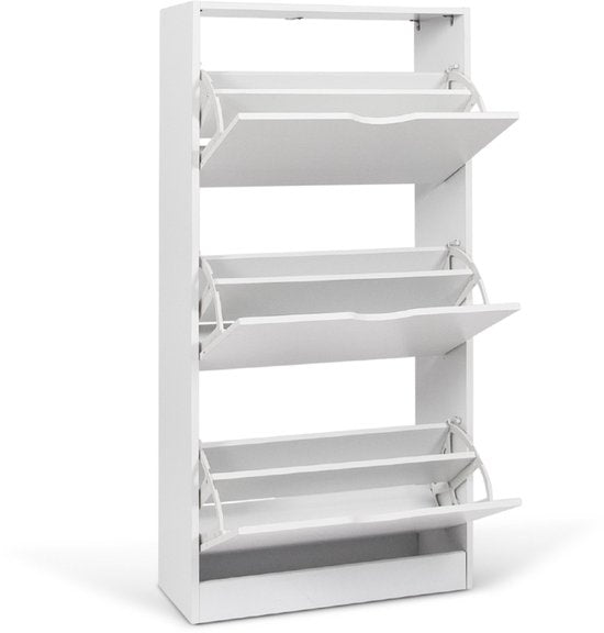 Milton Oldbrook Schoenenkast Prato - 3 Niveaus - tot 18 Paar Schoenen - 60x24x119cm - Wit
