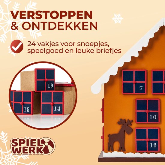 Spielwerk Herbruikbare Adventskalender - Winterhuisje 24 Deuren