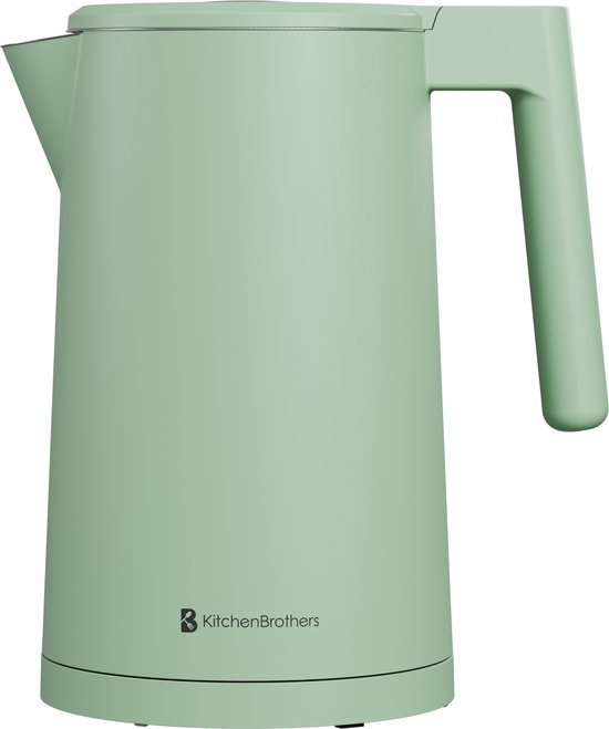 KitchenBrothers Waterkoker - 1.7L - Met Temperatuurregeling - Elektrisch - Warmhoudfunctie - Display - Dubbelwandig - Cool-touch - 2200W - Pastelgroen