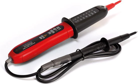 Velleman Tweepolige spanningstester, voor AC en DC, CAT III, van 12 tot 400 V, led-display, polariteitsaanduiding, nauwkeurig, voor binnen en buiten, zwart/rood