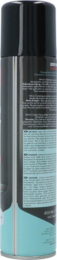 Valma Cockpitspray Hoogglans 400 ml - Reiniging voor Auto Interieur – Stofafstotend - Geschikt voor Kunststof en Leer