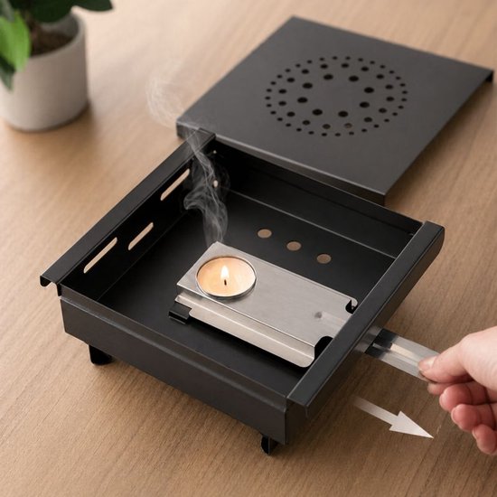Ceruzo Warmhoudplaat Compact – Rechaud – 1 Waxinelichtje – Zwart