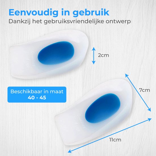Nuvance - Hielspoor Zooltjes - Hielbeschermers - Inlegzolen - Hielspoor - 2 Stuks voor Maat 40-45 - Blauw