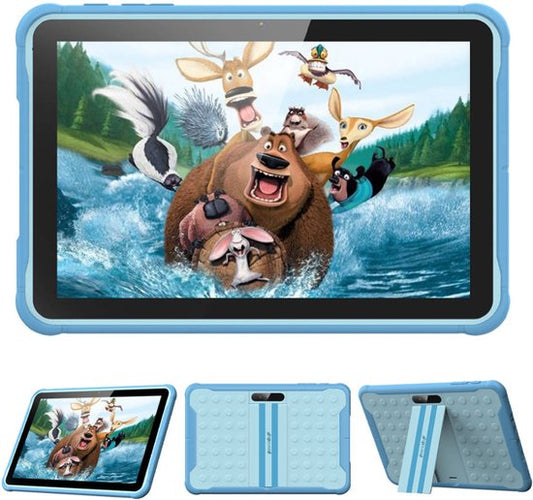 Spoused Kindertablet – 10.1 Inch – Kindertablet vanaf 3 jaar – 64GB – 4GB RAM– 6000 mAh Batterij - Incl. Beschermhoes & Ouder Control app – Blauw