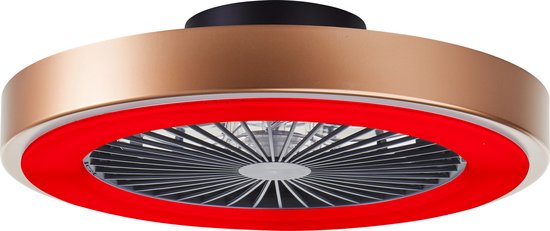 Brilliant Slimline - Plafondventilator - Met verlichting - LED 40W - 3000K-6500K - Dimbaar - Zwart met Goudenrand - Zeer stil