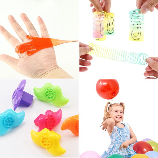 Partizzle 150x Traktatie Uitdeelcadeautjes Pakket - Fidget Toys - Pinata Vulling - Fidgets Box met Spinner en Pop it Klein Speelgoed - Carnaval Grabbelton Weggeef Cadeautjes - Voor kinderen