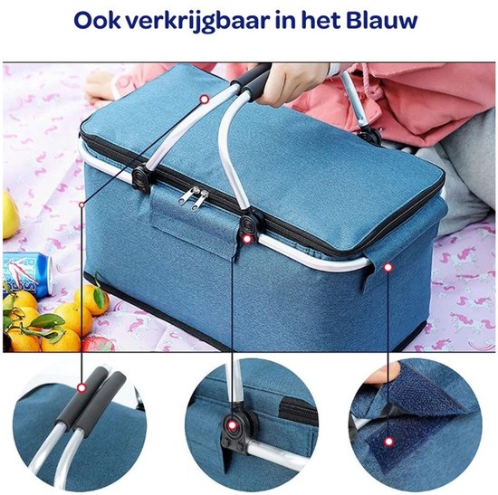 Ceruzo Koelmand Rood - Picknickmand-Aluminium-Oxford Cloth-Opvouwbaar
