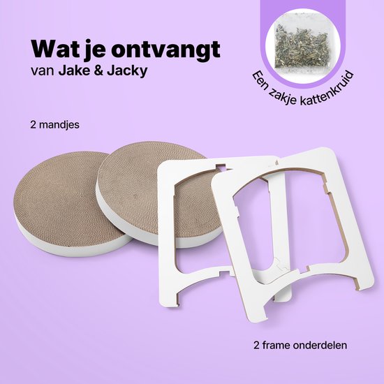 Jake en Jacky Krabkarton voor Katten - Krabpaal Karton - Krabplank - Krabmand - Krabmeubel - Kartonnen Krabmat - Kattenmand - Kattenbed - Kattentoren - 52x52x58cm